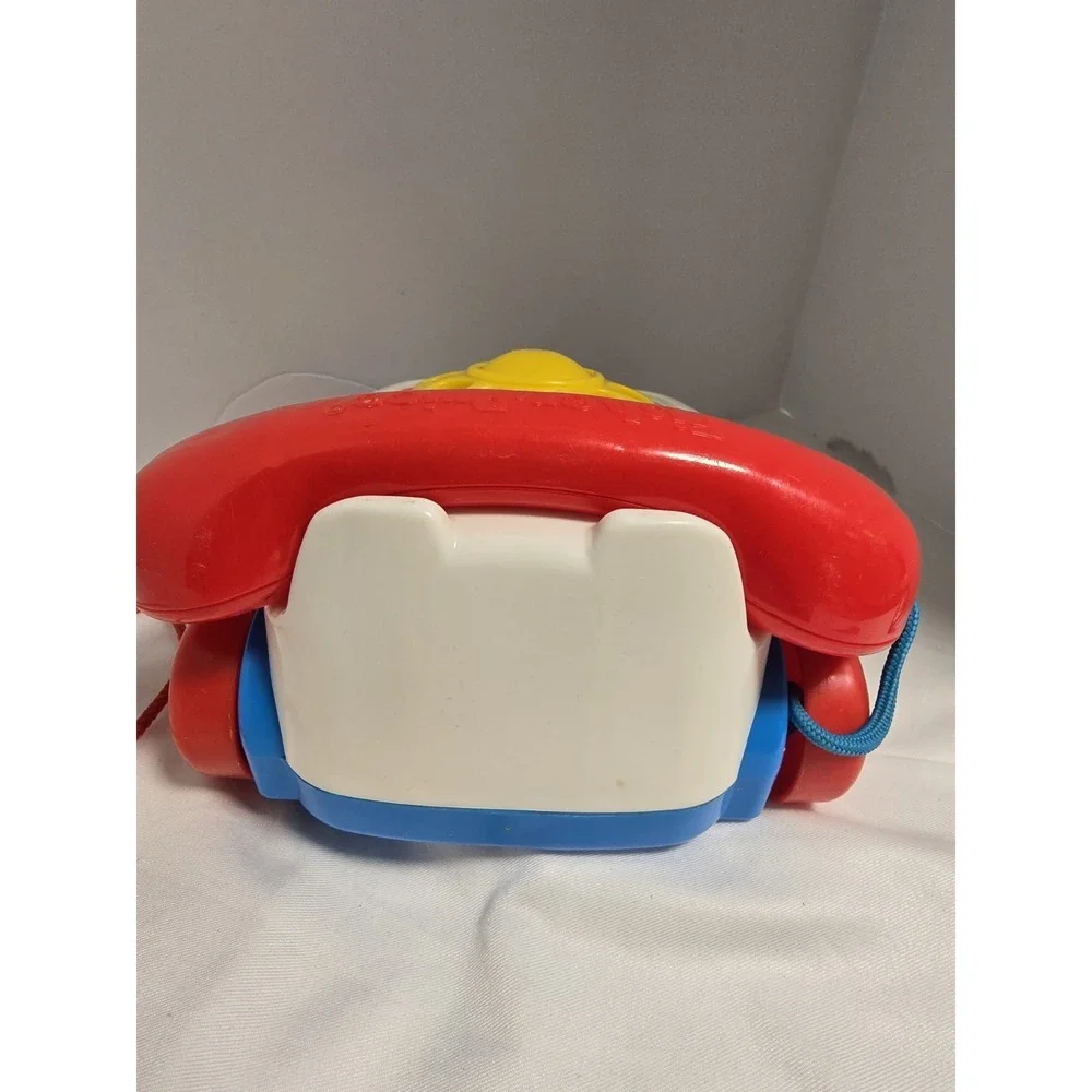 Vtg MATTEL FISHER PRICE Plastic DIAL TELEPHONE Noise PULL TOY B SOUND